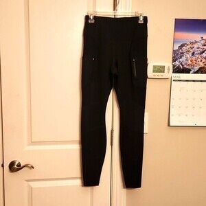 Athleta Women's Black Moto Leggings w/ Ribbed Areas Size S
